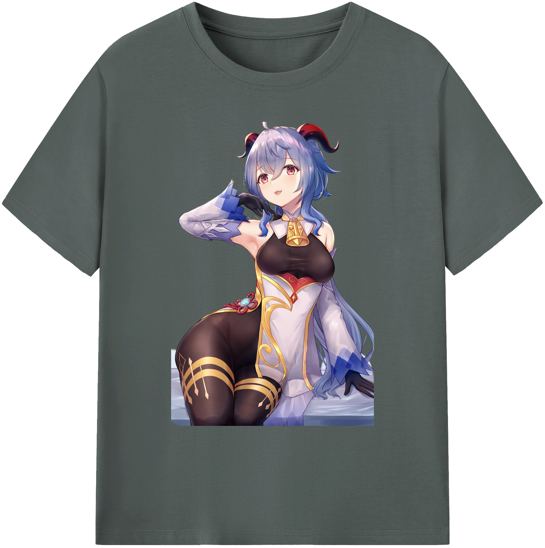 げんし神 甘雨 かんう genshin Ganyu 綿100％ メンズ半袖Tシャツ｜肌触りやわらか＆通気性